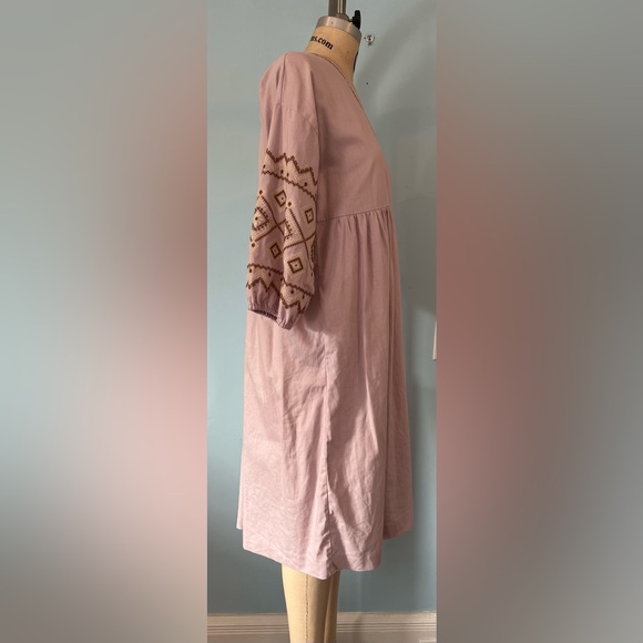 NWOT Madewell Petite Embroidered-Sleeve Popover Midi Dress - Medium - Lavender - Picture 7 of 10